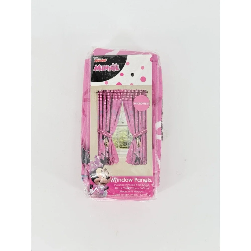 Disney Minnie Mouse Window Panels Curtains Drapes Pink Bow-tique 42